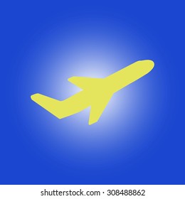 Airplane flight tickets air fly travel takeoff silhouette element. Plane symbol. Travel icon. Flat design. EPS 10.
