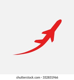 Airplane flight tickets air fly travel takeoff silhouette element. Plane symbol. Travel icon. Flat design. EPS 10.