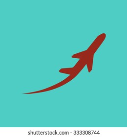 Airplane flight tickets air fly travel takeoff silhouette element. Plane symbol. Travel icon. Flat design. EPS 10.