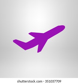 Airplane flight tickets air fly travel takeoff silhouette element. Plane symbol. Travel icon. Flat design. EPS 10.