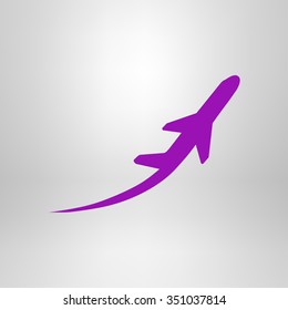 Airplane flight tickets air fly travel takeoff silhouette element. Plane symbol. Travel icon. Flat design. EPS 10.