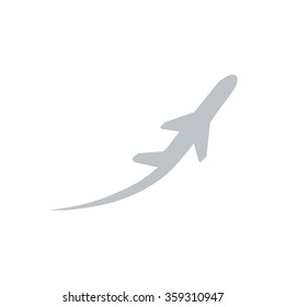 Airplane flight tickets air fly travel takeoff silhouette element. Plane symbol. Travel icon. Flat design. EPS 10.