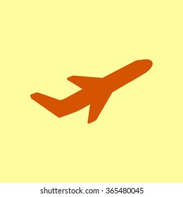 Airplane flight tickets air fly travel takeoff silhouette element. Plane symbol. Travel icon. Flat design. EPS 10.