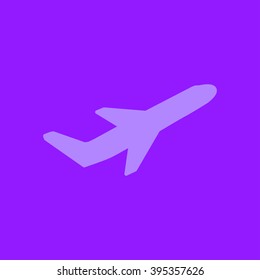 Airplane flight tickets air fly travel takeoff silhouette element. Plane symbol. Travel icon. Flat design. EPS 10.