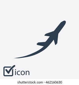 Airplane flight tickets air fly travel takeoff silhouette element. Plane symbol. Travel icon. Flat design. EPS 10.