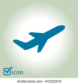 Airplane flight tickets air fly travel takeoff silhouette element. Plane symbol. Travel icon. Flat design. EPS 10.