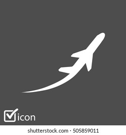 Airplane flight tickets air fly travel takeoff silhouette element. Plane symbol. Travel icon. Flat design. EPS 10.
