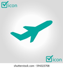 Airplane flight tickets air fly travel takeoff silhouette element. Plane symbol. Travel icon. Flat design. 