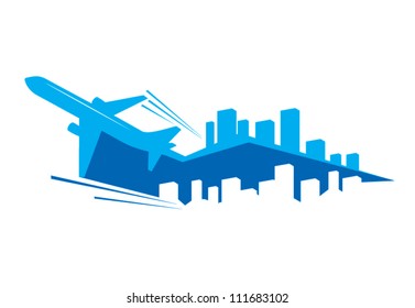 airplane flight tickets city blue fly cloud sky  blue trave vector