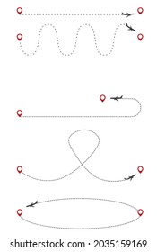 Airplane Flight Trajectory. Vector Illustration