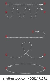 Airplane Flight Trajectory. Vector Illustration