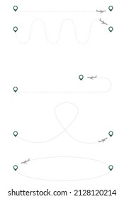 Airplane Flight Trajectory. Vector Illustration