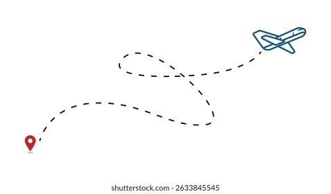 airplane flight trip route icon vector design template