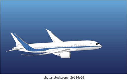 Airplane in flight under blue sky