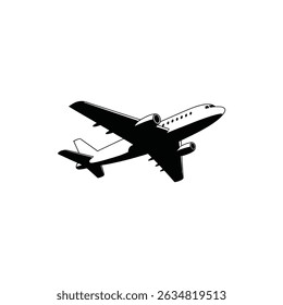 Airplane in flight vector silhouette