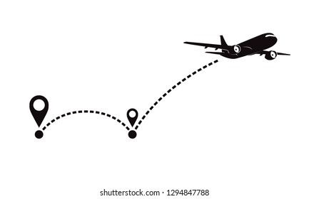Airplane fligth route or air plane destination line path.