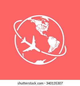  Airplane fly around the planet earth