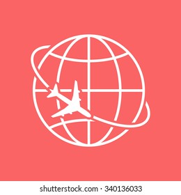  Airplane fly around the planet earth