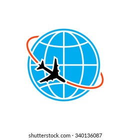  Airplane fly around the planet earth
