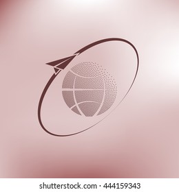 Airplane fly around the planet Earth. Logo.