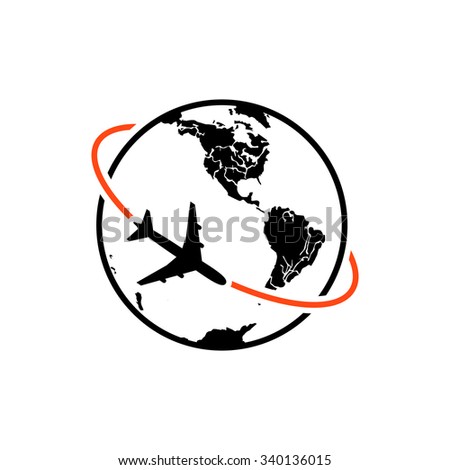  Airplane fly around the planet earth