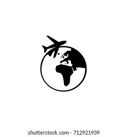 Airplane fly around the world vector illustration