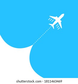 Airplane fly blue sky background. Airjet isolated. Travel tourism transport concept. Passenger aircraft. Jet commercial plane. Vector EPS 10