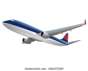 Airplane fly isolated on white.