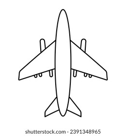airplane fly line doodle icon element logo vector illustration