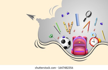 Avión vuela en la escuela en segundo plano