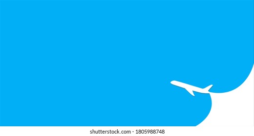 airplane fly vector blue sky background. air jet isolated. plane silhouette tourism flying travel banner.