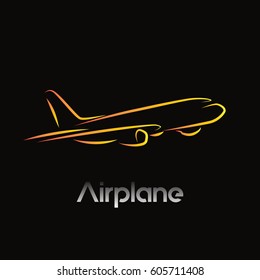 airplane fly vector icon logo