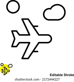 Airplane Fly Vector Line Icon