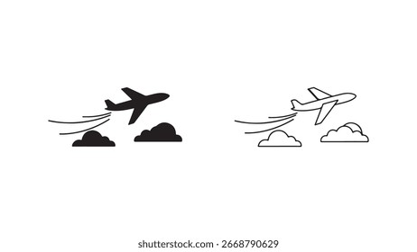 Avião voando sobre nuvens com fundo transparente