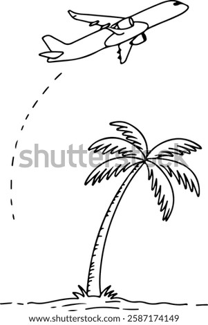 Airplane Flying Above Palm Tree