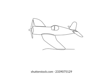 An airplane flying in the air. Vintage plane one-line drawing