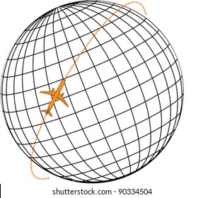 airplane flying around the globe