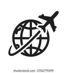 Avião voando ao redor do globo simbolizando viagens aéreas globais e conexões internacionais