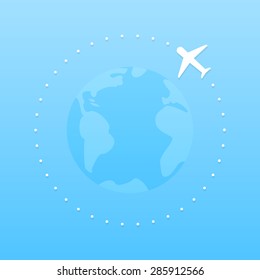Airplane flying around the world
