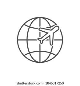 Airplane flying around world vector illustration isolated on white