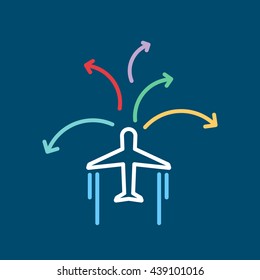 Airplane flying with arrows
