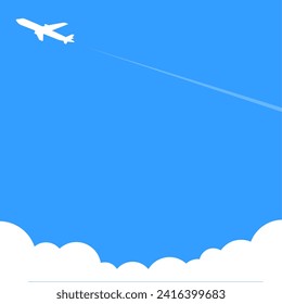 Airplane Flying in Blue Sky Backgrounds Web graphics - square