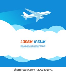 Airplane flying in the blue sky. Vector illustration