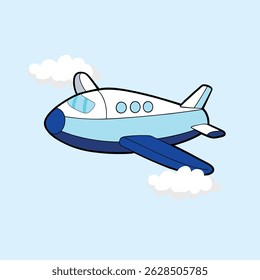 Airplane Flying Cartoon Clipart Vector Image