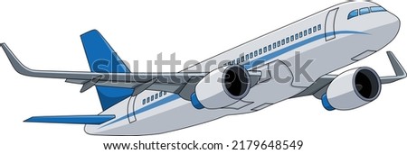 Airplane flying cartoon vector illustration