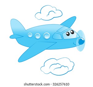 Airplane flying with clouds. Vector illustration