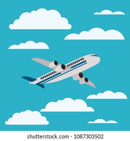 airplane flying with cloudscape