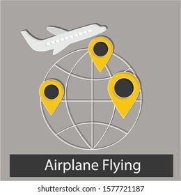 Airplane flying concept. Creative idea design. Flat vector illustration for template, brochure, web page or presentation.