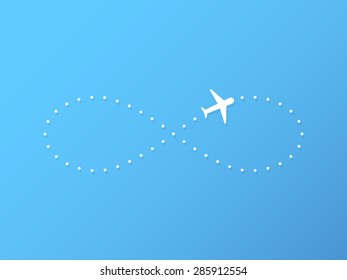 Airplane flying with endless symbol
