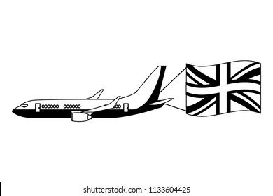 airplane flying with england flag